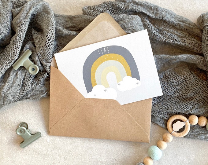 Greeting card folding card JACKSON birth + envelope personalized