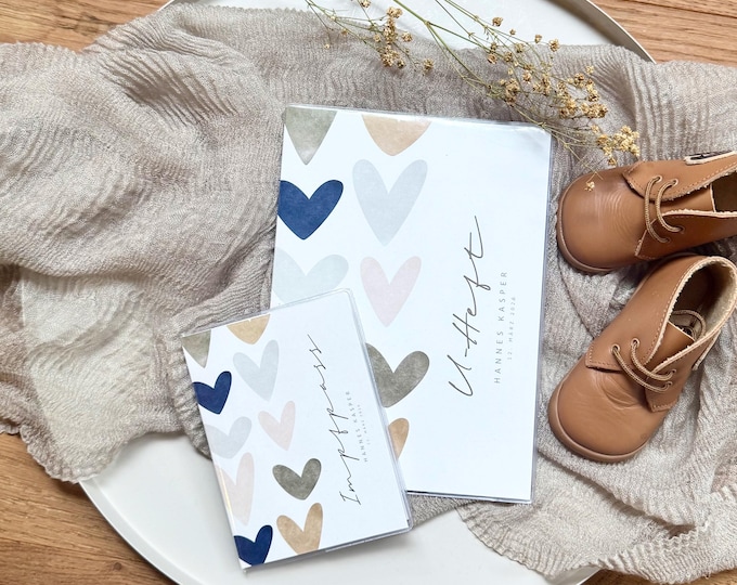 Personalized child health record booklet and vaccination card cover KORBINIAN