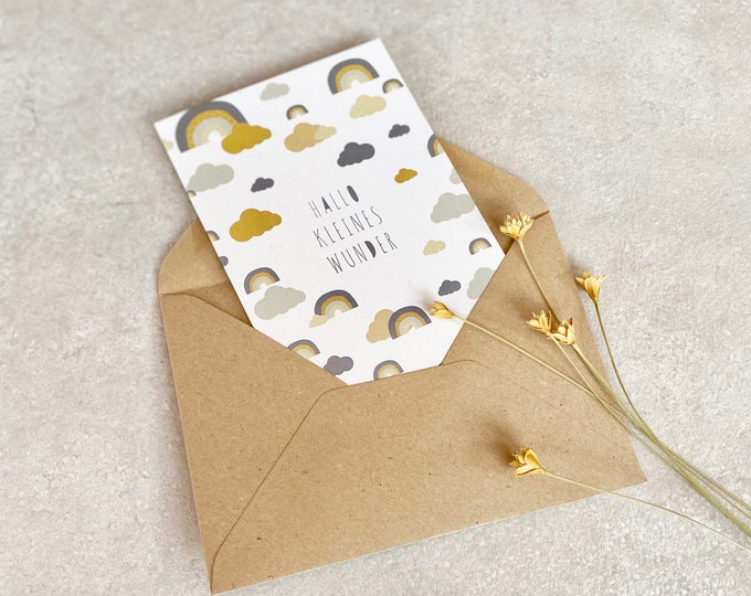 Greeting card folding card MALIA birth + envelope