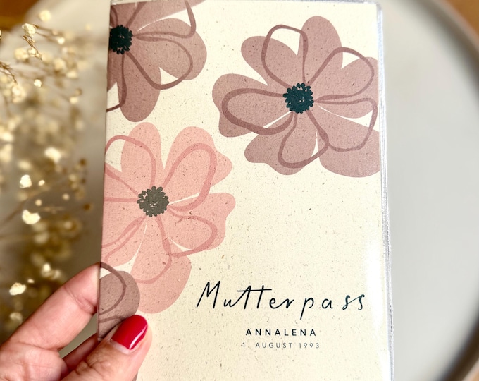 Personalized ANNI grass paper maternity record book cover