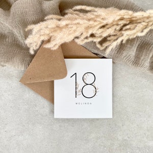 Glückwunschkarte Klappkarte QUADRAT CHLOE 18 Geburtstag personalisiert + Briefumschlag