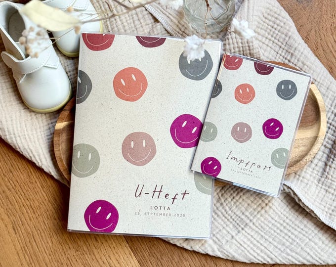 U-booklet+vaccination certificate cover GESA grass paper personalized