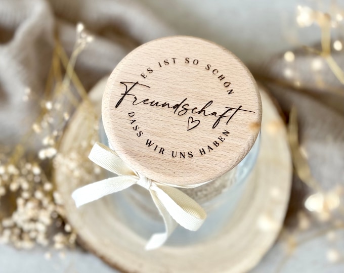 Storage jar No. 135 Gift jar NIKA Friendship It is so nice that we have each other + cotton ribbon