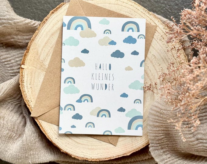 Congratulations Card Folding Card No. 6 NOAH Birth Rainbow Sky + Envelope