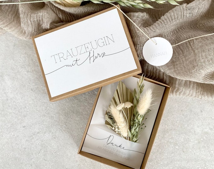 Gift box TAAVI maid of honor small bouquet of dried flowers Thank you maid of honor + personalized tag