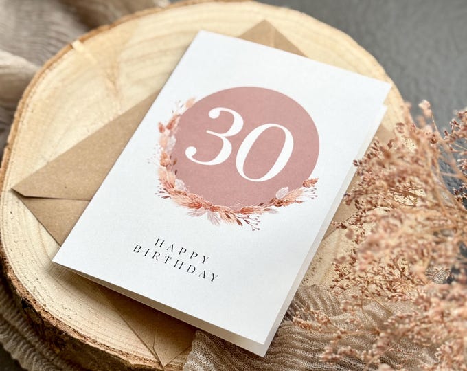 Greeting Card Folding Card No. 123 RUBY 30th Birthday + Envelope