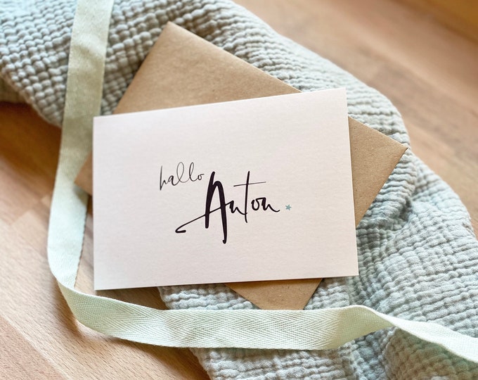 Congratulations card folding card No. 15 ANTON birth + envelope personalized