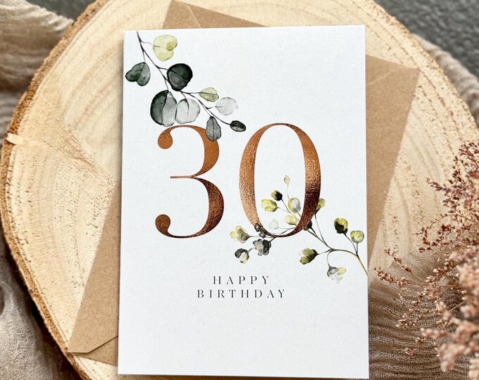 Greeting Card Folding Card No. 112 QUINCY 30th Birthday + Envelope