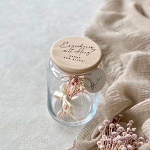 Vorratsglas No. 121 Geschenkglas NIKA Erzieherin mit Herz - Danke für alles mit personalisiertem Anhänger