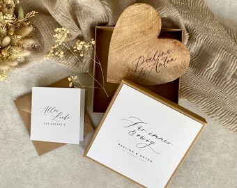 Gift Box Money Gift Wooden Heart Card Rustic BLAKE Wedding Personalized