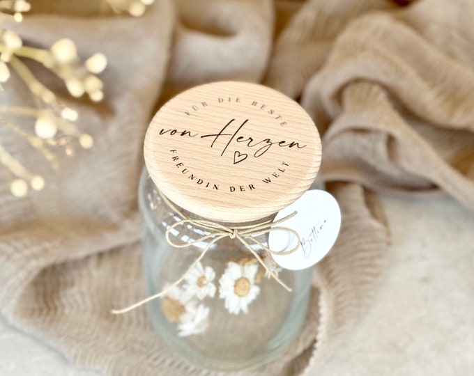 Storage jar No. 144 Gift jar NIKA from the heart for the best friend in the world + optionally with paper tag with name