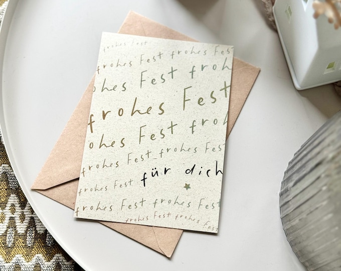 Card JELLY grass paper Merry Christmas opt. with envelope