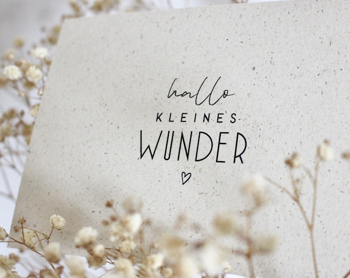 Card Hello little miracle MAGALI grass paper