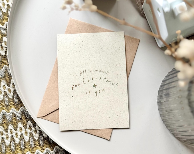 Card JELLY grass paper All I want for Christmas is you opt. with envelope