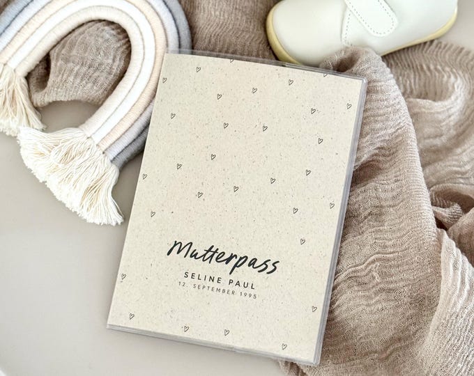 Maternity record cover TARA grass paper personalized
