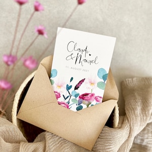 Glückwunschkarte Klappkarte Nr. 29 EMMA Hochzeit personalisiert + Briefumschlag