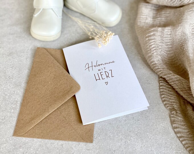 Folding card No. 42 MAGALI Midwife with Heart + Envelope