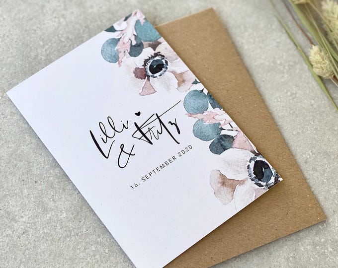Congratulations card folding card No. 30 KLARA Wedding personalized + envelope