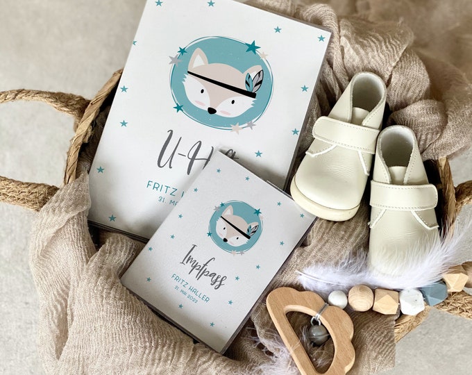 U-booklet+vaccination certificate cover MORITZ stars personalized