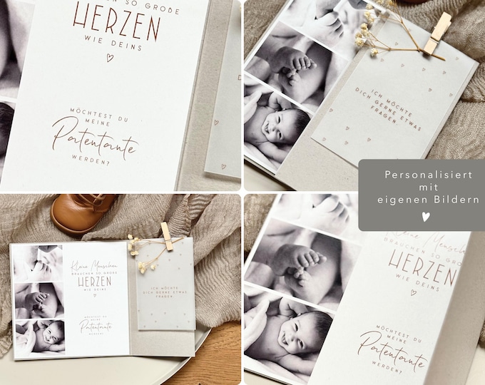 Surprise card no. 4 GODFATHER QUESTIONS with slipcase + transparent sheet + clip/dried flower