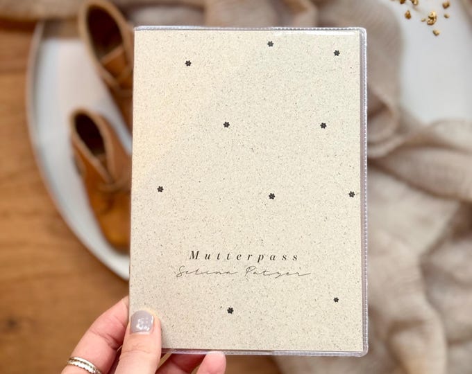 Personalized KAWELO grass paper maternity record book cover