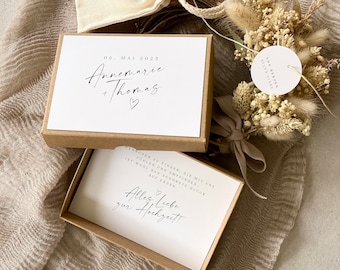 Personalized NIKA wedding gift box with money gift + 'With love from the heart' tag