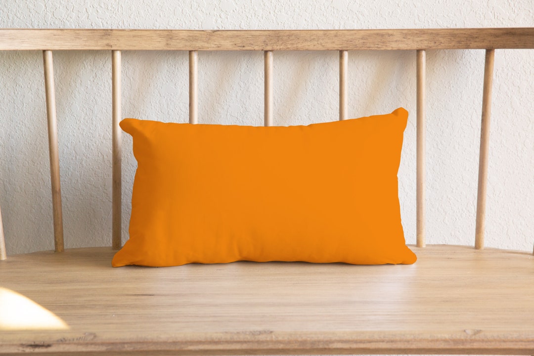 Orange Lumbar Pillow 20x12 Linen Feel Orange Sofa Pillow Etsy