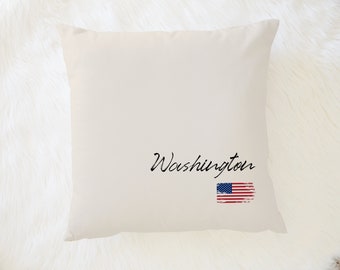 18x18 TRowanDesign Washington Flag WA Wall Throw Pillow Multicolor 18x18 TRowanDesign Washington Flag WA Wall Throw Pillow Multicolor