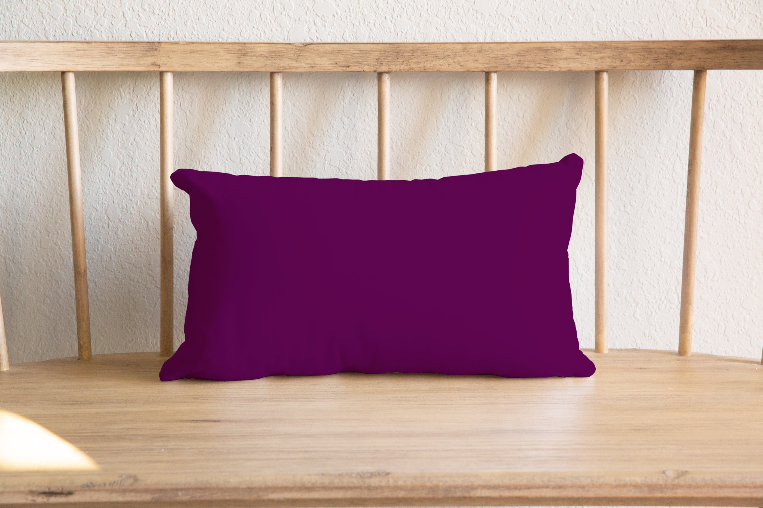 Deep Purple Lumbar Pillow 20x12 Linen Feel Plain Solid Etsy