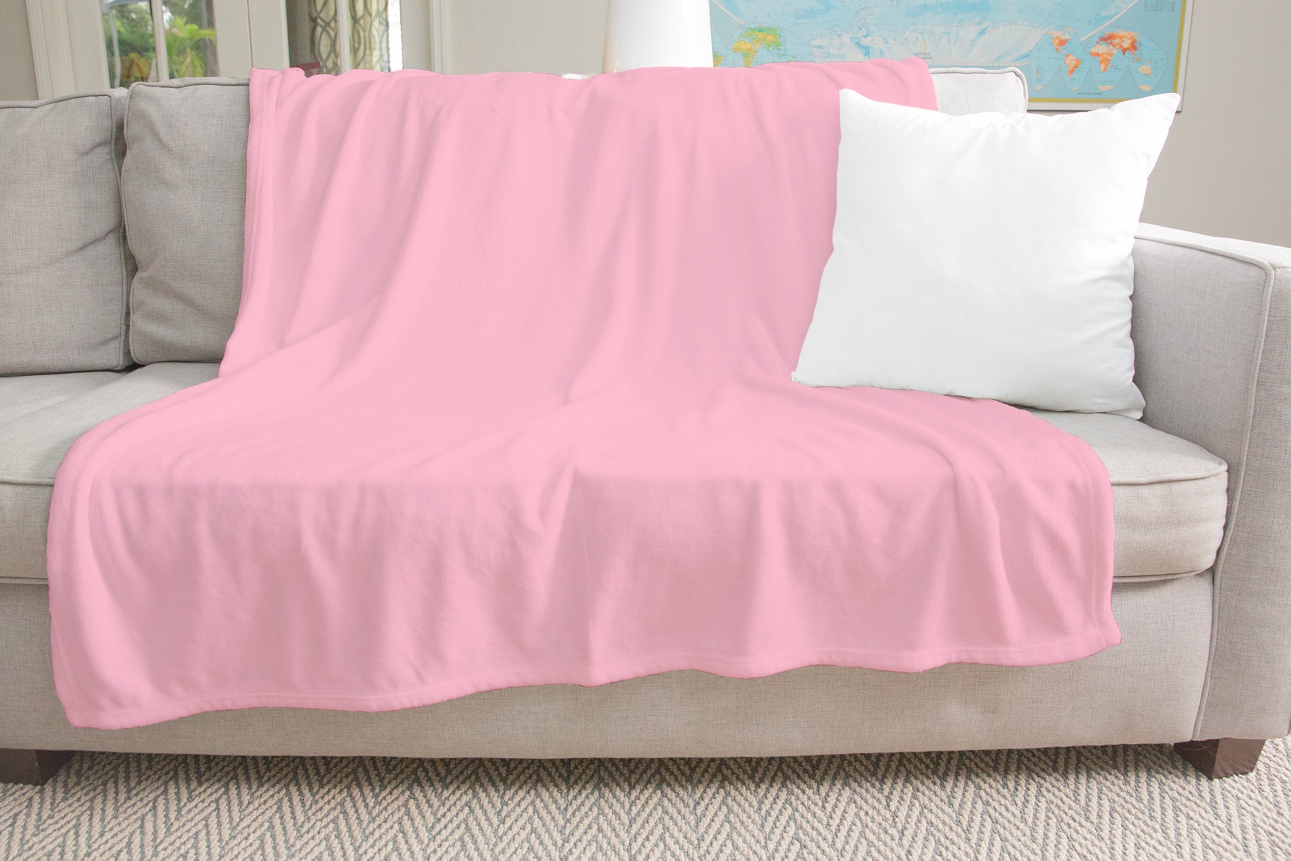 Light Pink Blanket 50x60 Reversible Soft Silky Plain Etsy