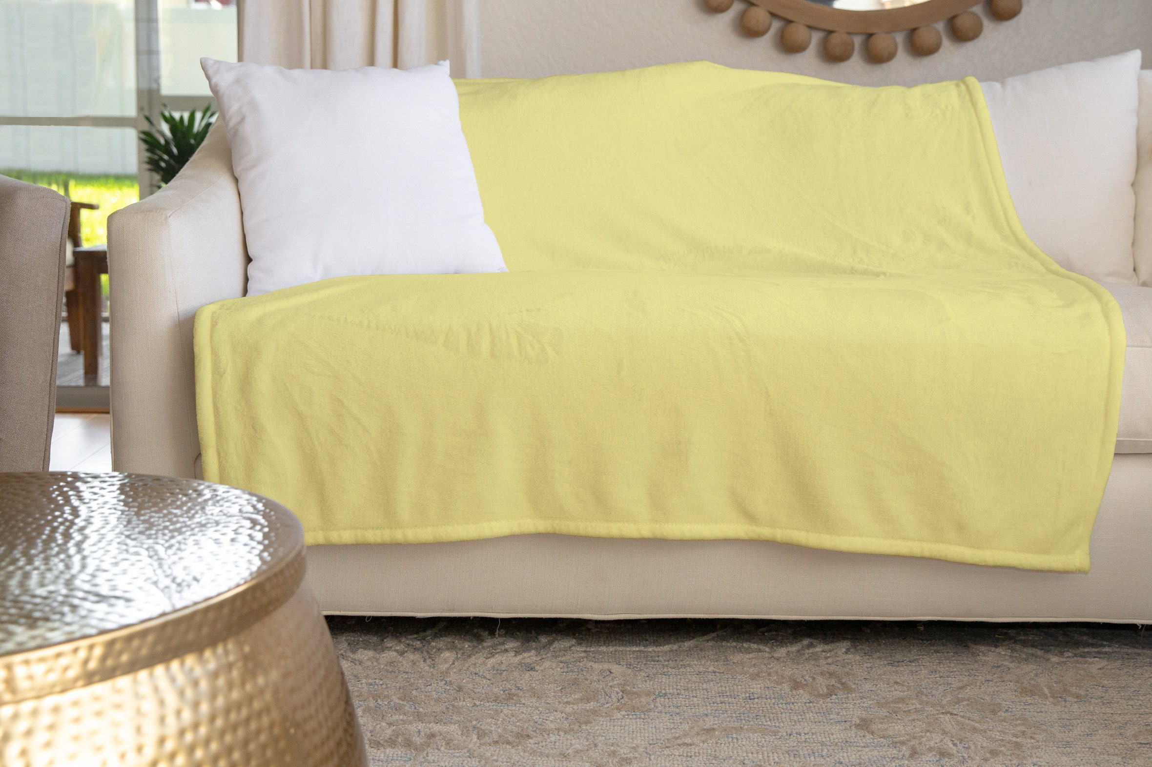 Light Yellow Blanket 50x60 Reversible Soft Silky Plain Etsy