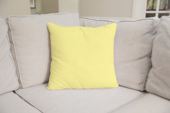 Pale Yellow Pillow Square Linen Feel Yellow Throw Plain Solid