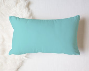 Pale Turquoise Lumbar Pillow - 20x12 Linen Turquoise - Plain Solid Sea Toss, Blue Ocean Throw, Beach House Gift, Tropical Bedroom Caribbean