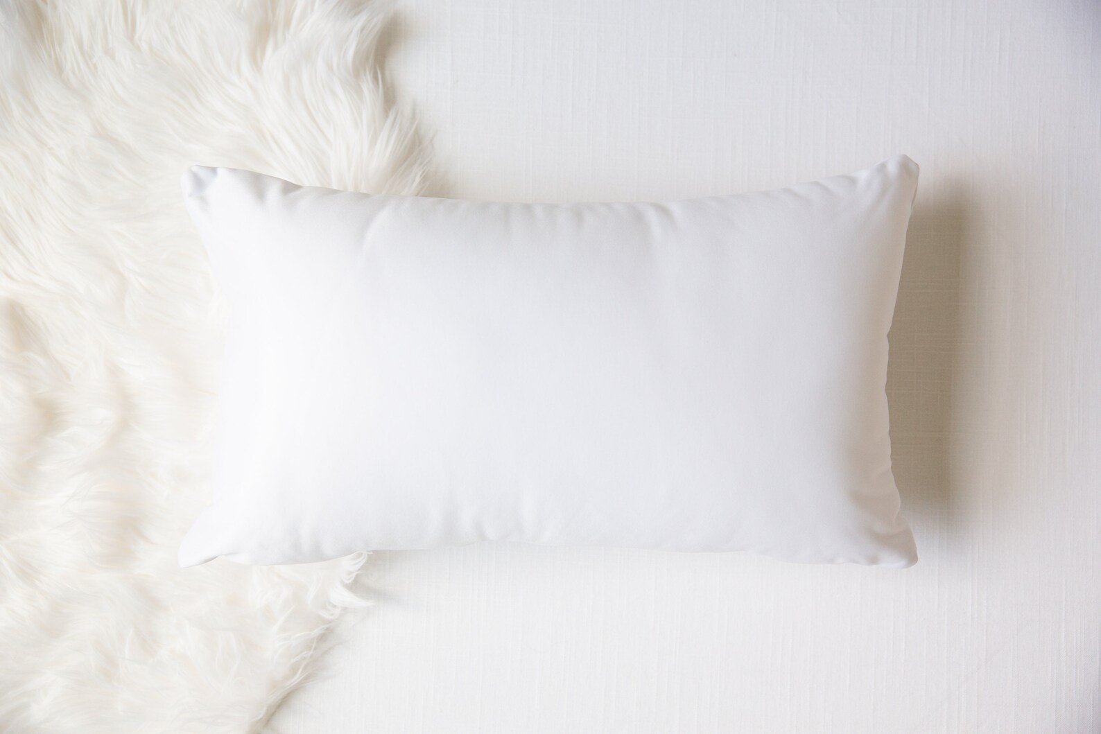 White Lumbar Pillow 20 x 12 Solid White Linen Feel Plain Etsy