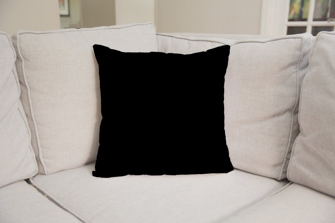 Black Sofa Pillow Linen Feel Square Black Throw Plain Etsy