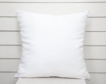 White Throw Pillow - Square, Linen Feel - Plain Solid Color Toss, Neutral White Lounge Pillow, Bright Elegant Pillow, Minimalist Cushion