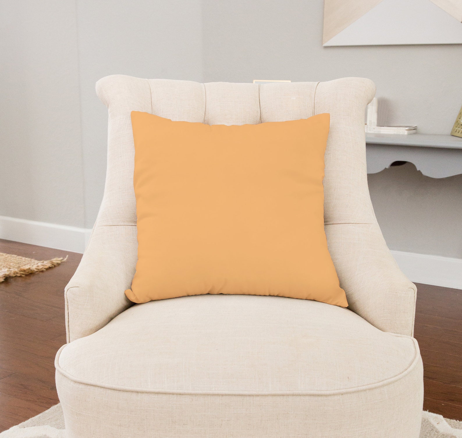 Pale Orange Throw Pillow Square Linen Feel Orange Sofa Toss Etsy