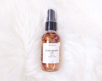 Rose Quartz Body Oil | Rose Massage Oil | Rose Bath Oil | Crystal Infused Body Oil | Pink Quartz | Love Potion | Anniversary Gift | Mom Gift