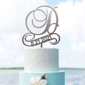 Toppers de pastel de boda, topper de pastel de iniciales, personalizado, topper de pastel personalizado, topper de pastel de aniversario, topper de pastel rústico D B V W P