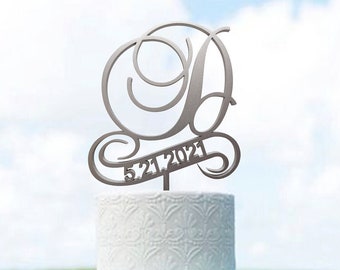 Wedding Cake Toppers, Initials Cake Topper, Personalized, Custom Cake Topper, Anniversary Cake Topper, Rustic cake topper D B V W P