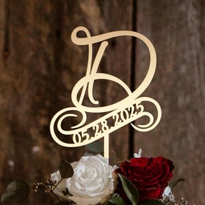 Gold Wedding Cake Topper: Personalized Rustic Monogram