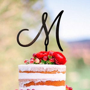Initial Cake topper, Wedding Cake Topper, Rustic Cake Topper, Wooden cake topper,Script cake topper, M cake topper, Personalized cake topper