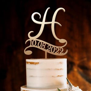 Gouden taarttopper voor bruiloft, gepersonaliseerde taarttopper, rustieke bruidstaarttopper, verjaardagstaart toppers aangepaste initialen
