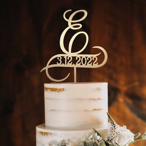 Wedding Cake Topper, Initials Cake Topper, E monogram cake topper, Personalized, Custom cake topper, Birthday Cake Topper, Anniversary Gifts