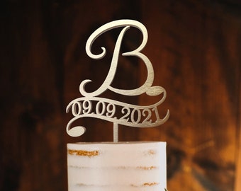 initials Cake topper for Wedding, Personalized cake topper, Rustic cake topper, Custom cake topper, Anniversary Cake toppers, B cake topper