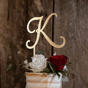 Topper de pastel de boda, topper de pastel K, topper de pastel de iniciales, topper de pastel de una sola letra, personalizado, topper de pastel de boda de oro, topper de pastel b