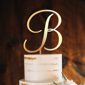 Wedding Cake Topper, B Cake Topper, Initials Cake Topper, Single Letter Cake Topper, Personalized, gold wedding cake topper, m cake topper