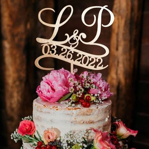 Topo de bolo de casamento Topo de bolo com monograma Topo de bolo personalizado Topo de bolo com inicial Topo de bolo rústico Topo elegante Topo de bolo de aniversário