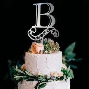 Personalized Initial Wedding Cake Topper rustic cake topper, initial cake topper, cake topper b, Gold custom monogram cake toppers M J C R H