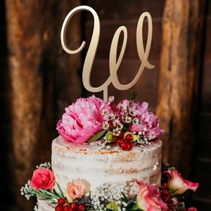 Topper de pastel de boda, topper de pastel de iniciales, toppers de pastel, topper de pastel de monograma, w topper de pastel, corona rústica de monograma de iniciales de boda